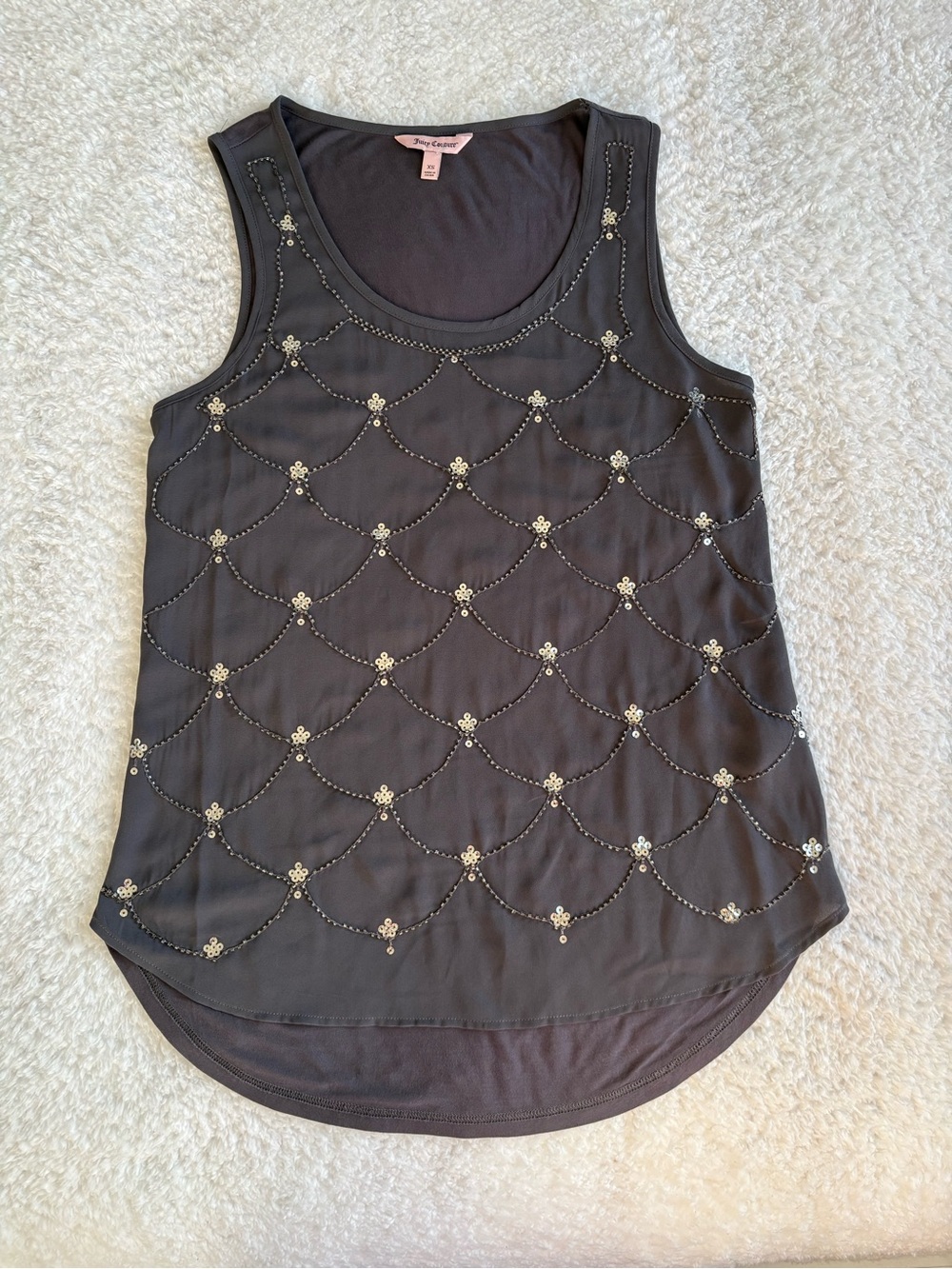 Vintage Juicy Couture Chandelier Embellished Tank Top Gray NWT - XS